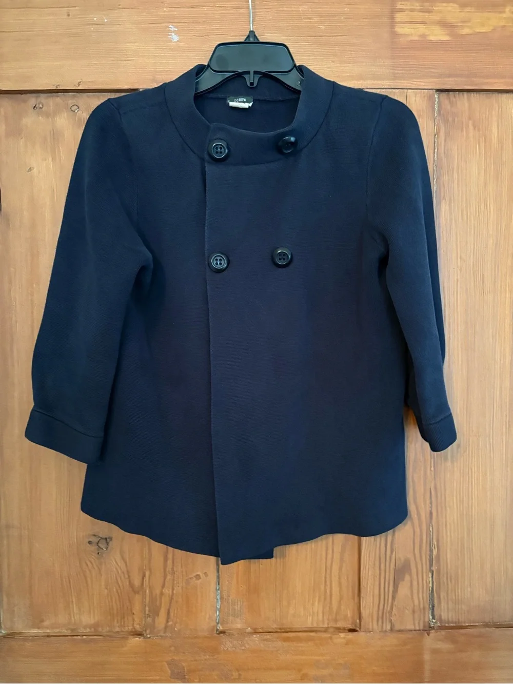 Women’s JCrew Navy Blue Cotton Knit Sweater Double Breasted Size M